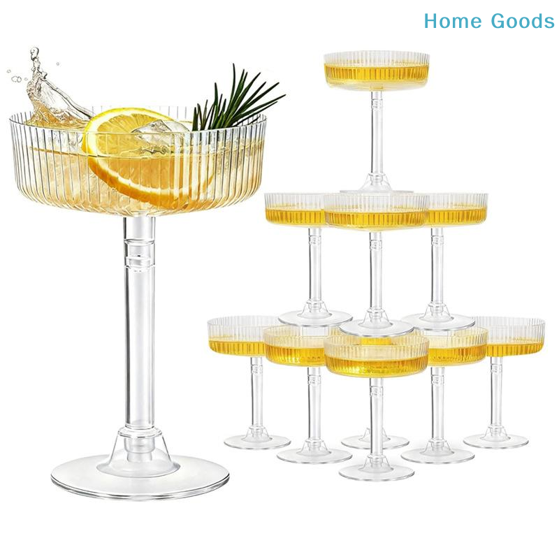 Champagne Tower Set - Vasos de Martini de Plástico Transparente