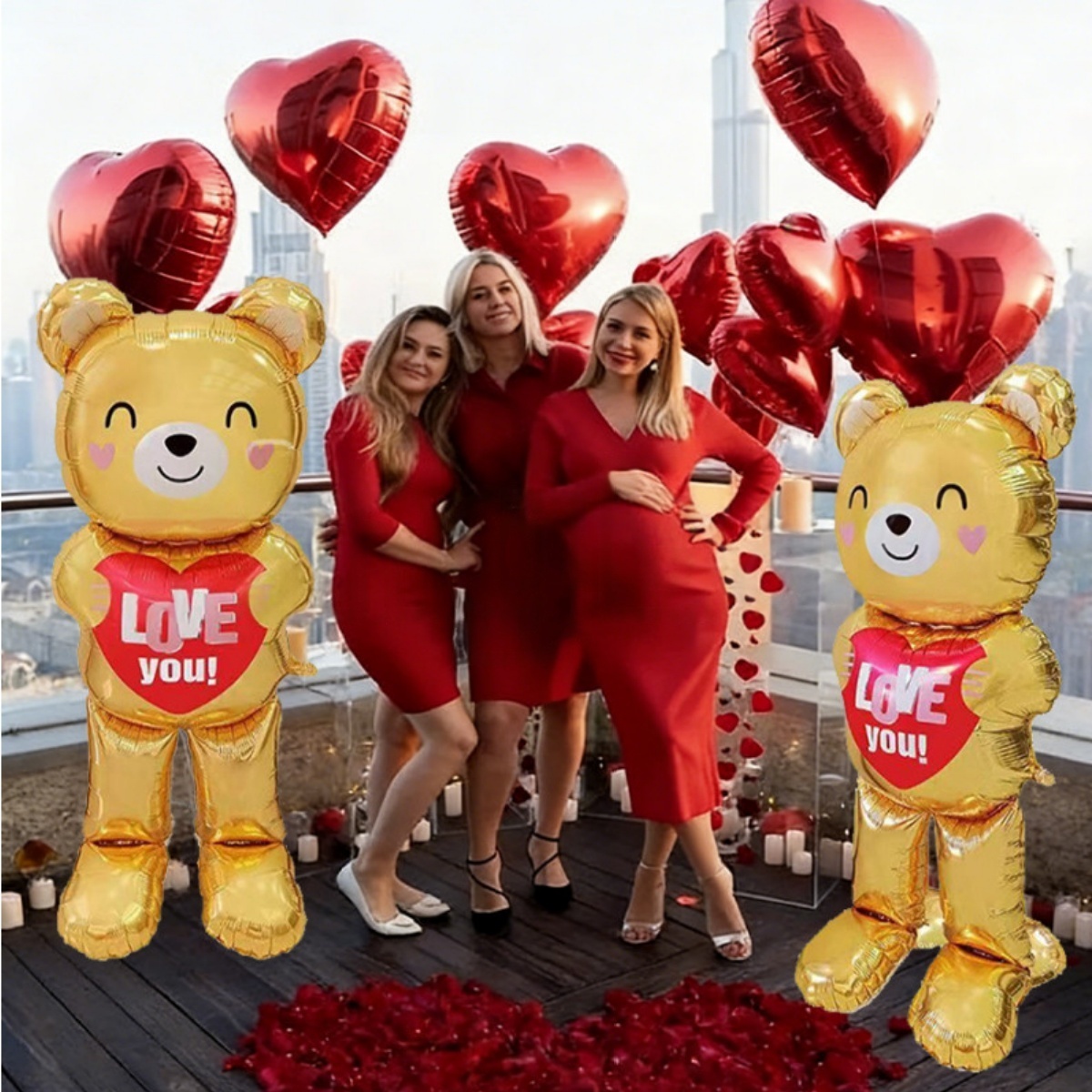 Globo grande de oso de corazón - Confetti Balloon Set reseña y precio