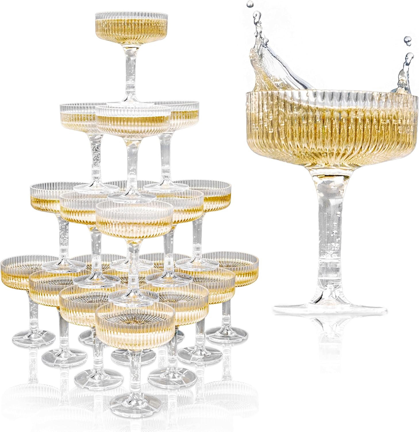 Copa de champán acrílica de 20 - Champagne Tower Set reseña y precio